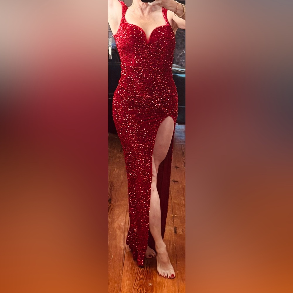 Fashion Nova Sparkling Red sequined velvet Dress